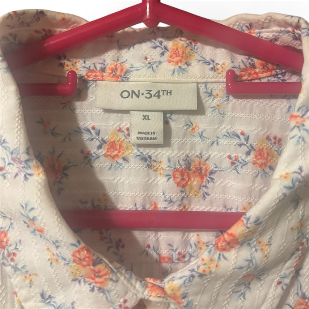 On 34th Floral Button Down Shirt Women XL Cottagecore Corporate Casual - Picture 7 of 10